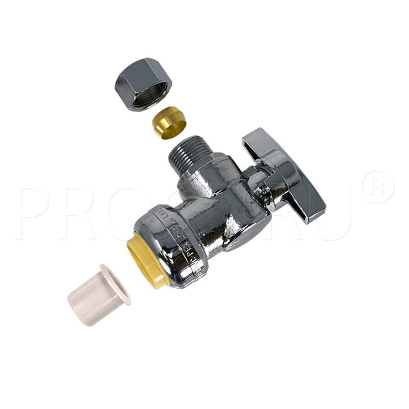 PROCURU [10-Pack] PROCURU PushFit Angle Stop Valve 1/2" Push x 3/8" OD Comp, Quarter-Turn Push-to-Connect Brass Shutoff Valve for Copper, PEX, CPVC, PE-RT, HDPE Pipes, LF Certified Safe (8X8012-11T) - Image 2